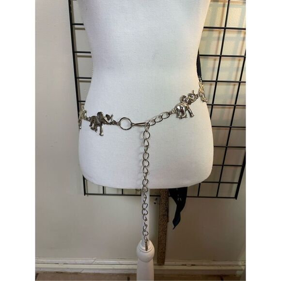 Vintage Chain Elephant Belt Silver Tone Adjustable up to 40” - Picture 3 of 8